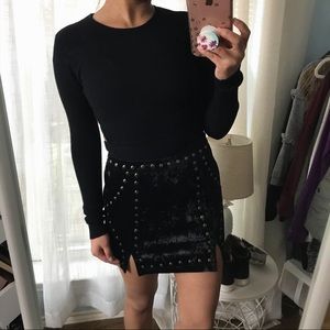 Black studded mini skirt